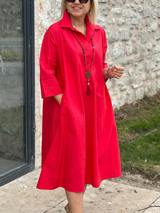 Legeres Maxikleid mit Hemdkragen