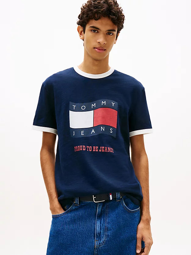 Wavy Flag Textured Jersey T-Shirt