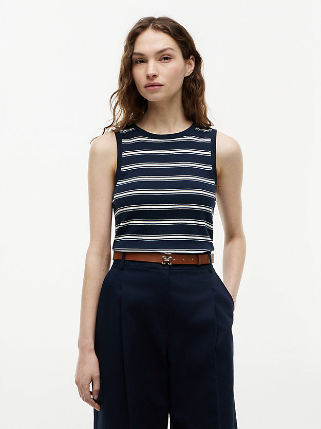 Stripe Slim Crew Neck Tank Top