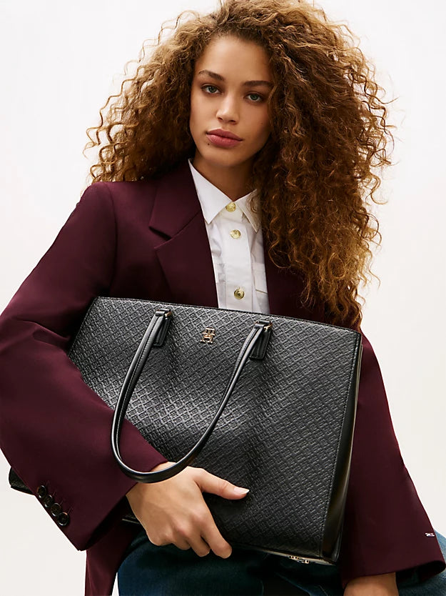 Embossed Monogram Tote Bag