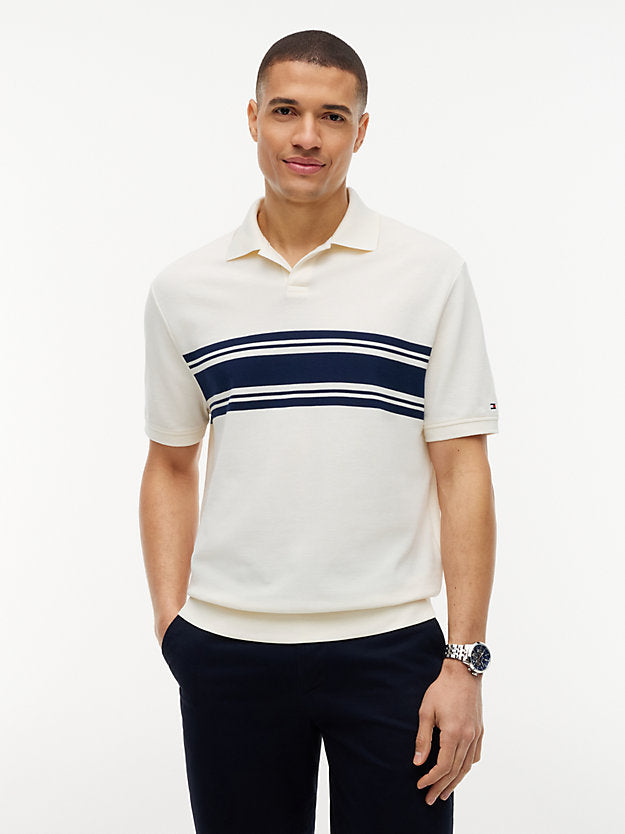 Classic Fit Stripe Pique Polo Shirt