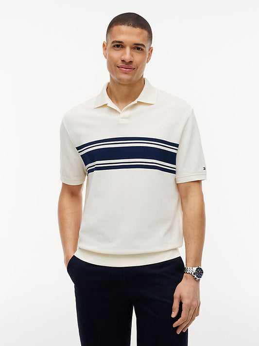 Classic Fit Stripe Pique Polo Shirt