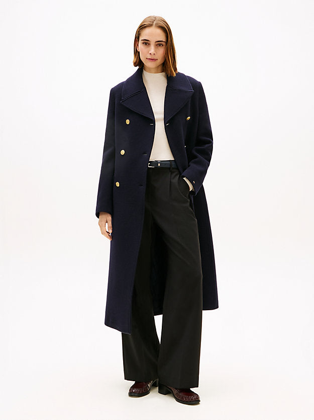 Wool Blend Longline Slim Tailored Coat