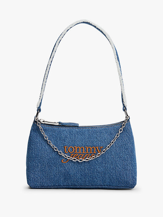 Logo Embroidery Denim Shoulder Bag