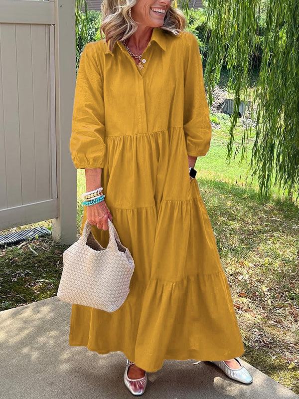 LIQUIDATION 🔥 Robe ample en coton et lin à revers - Sans taxe
