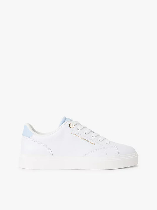 Leather Metallic Logo Cupsole Trainers