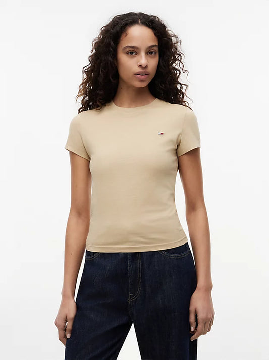 Flag Embroidery Slim Crew Neck T-Shirt