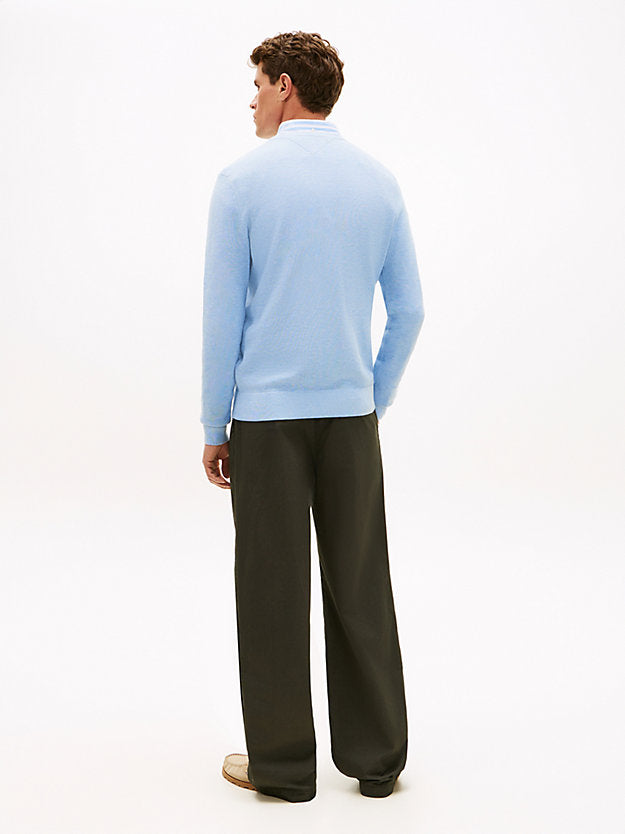 Flag Embroidery Textured Crew Neck Jumper