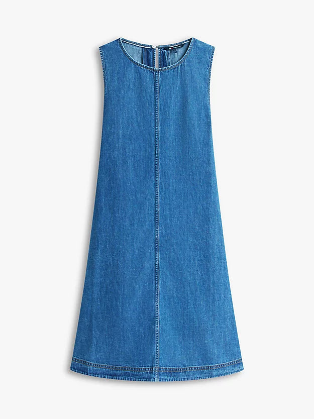 Chambray Sleeveless Mini A-Line Dress