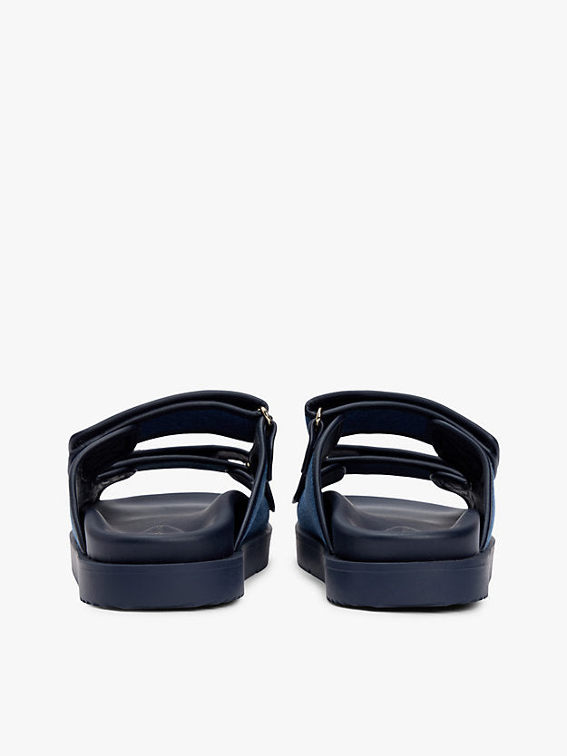 Denim Monogram Double Strap Sandals