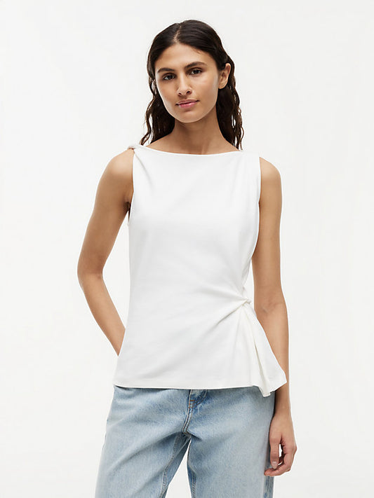 Twist Boat Neck Sleeveless Top