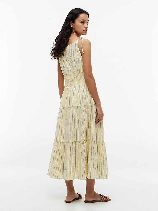 Self-Tie Strap Smock Midi Dress