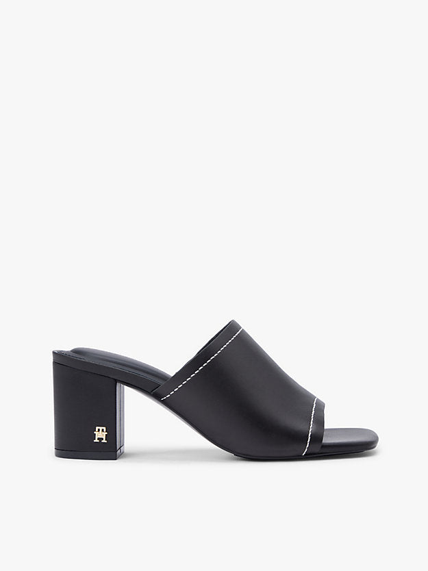 Monogram Leather Block Heel Mules