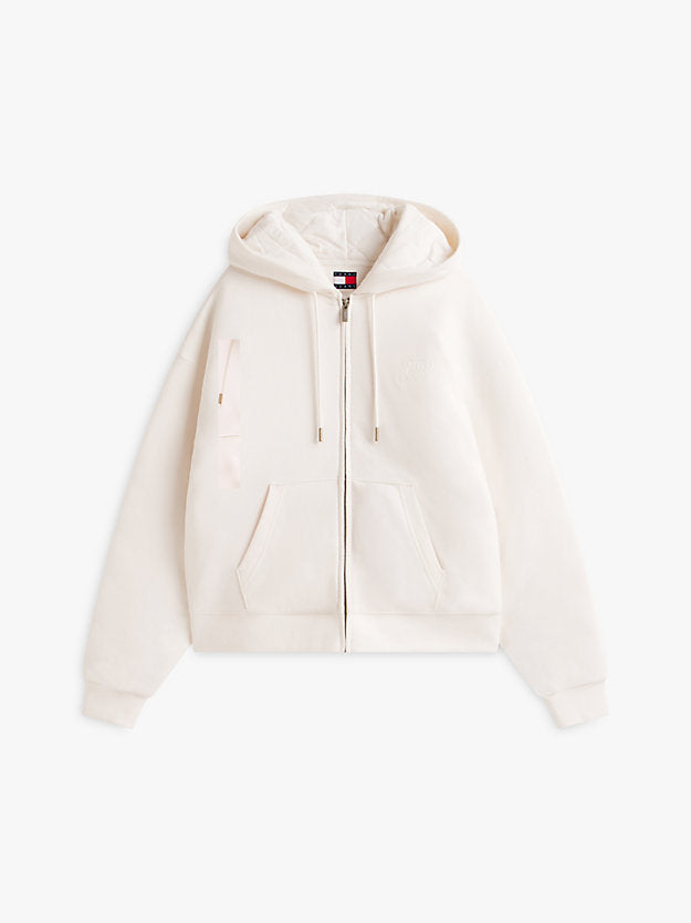 Back Logo Washed Boxy Zip-Thru Hoody