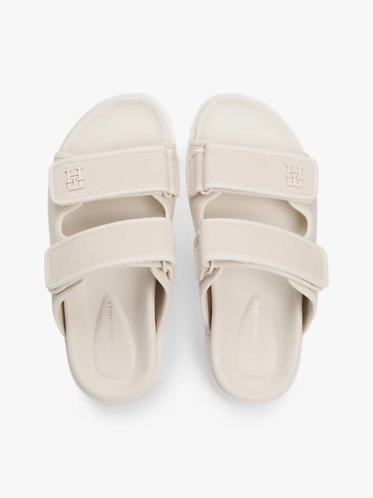 Leather Double Strap Serrated Sandals