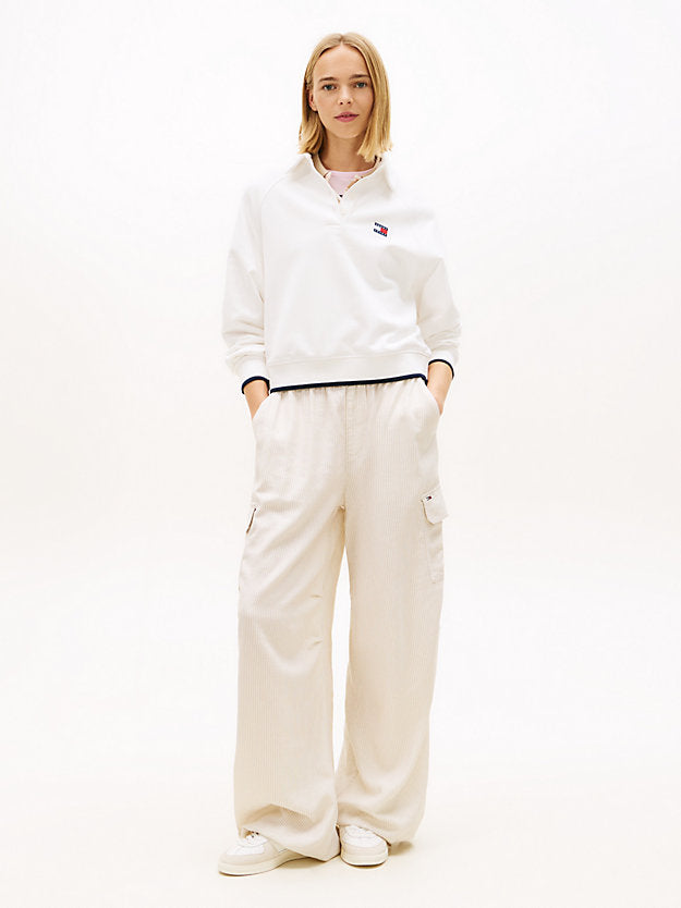 Linen Blend Wide Leg Cargo Trousers