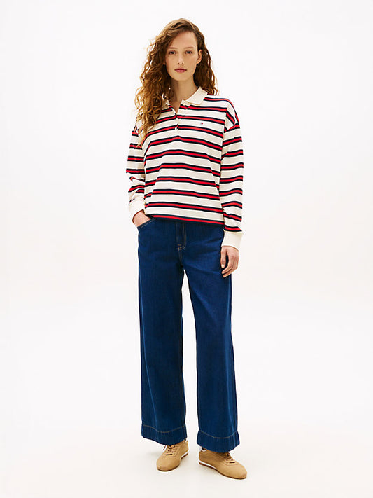 1985 Relaxed Fit Stripe Long Sleeve Polo Shirt