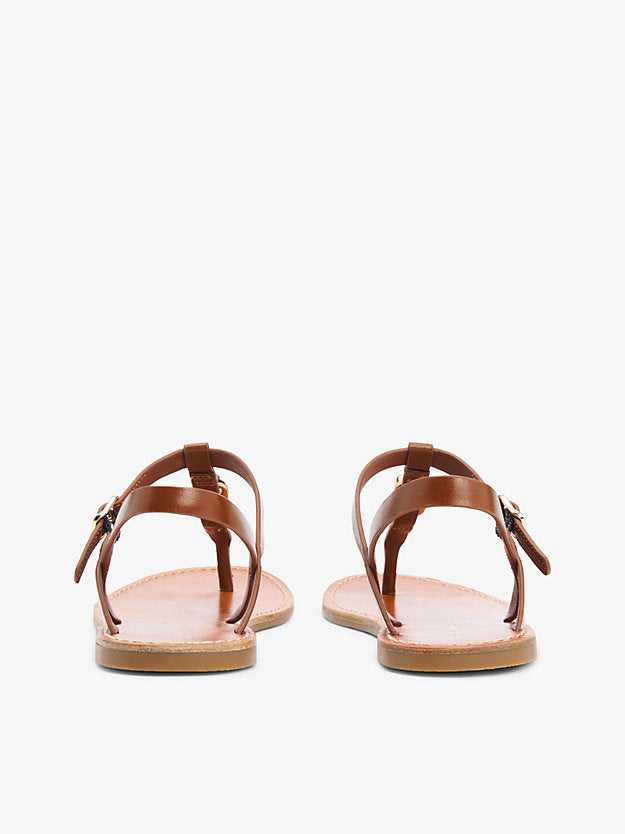 Leather Monogram Strap Sandals