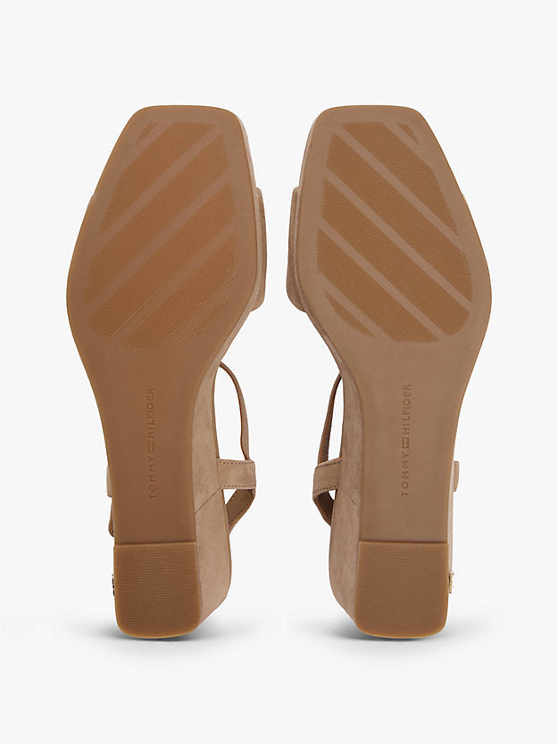 Suede Monogram Wedge Sandals