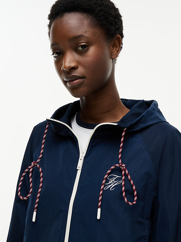 Logo Water Repellent Hooded Windbreaker