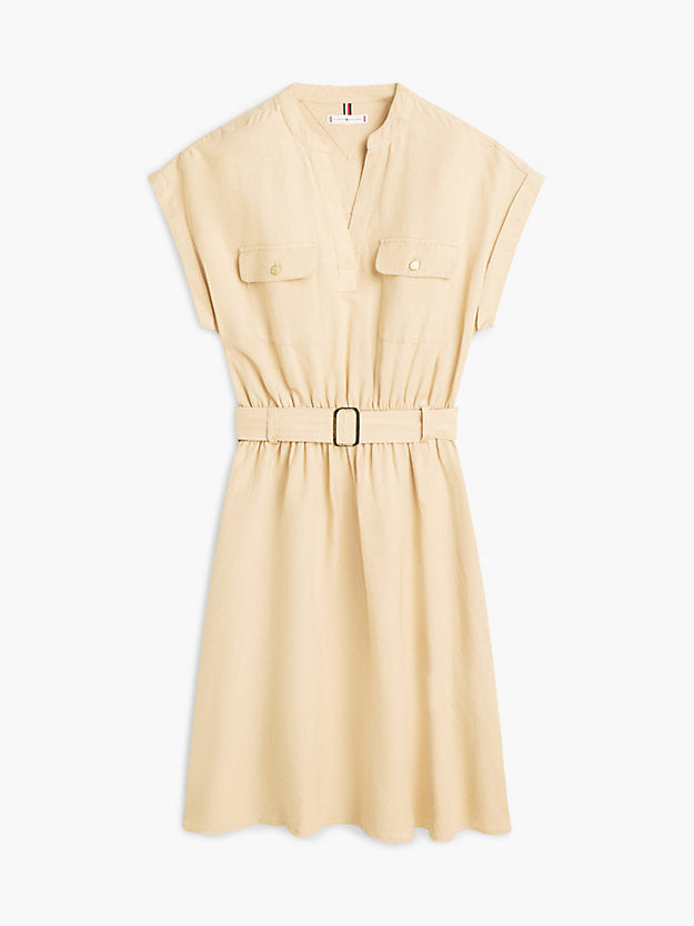 Belted Relaxed Mini Shirt Dress