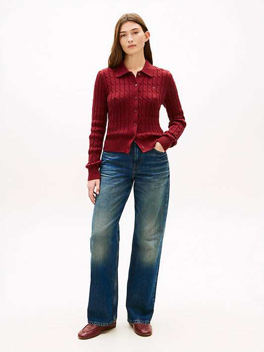Cable Knit Polo Cardigan