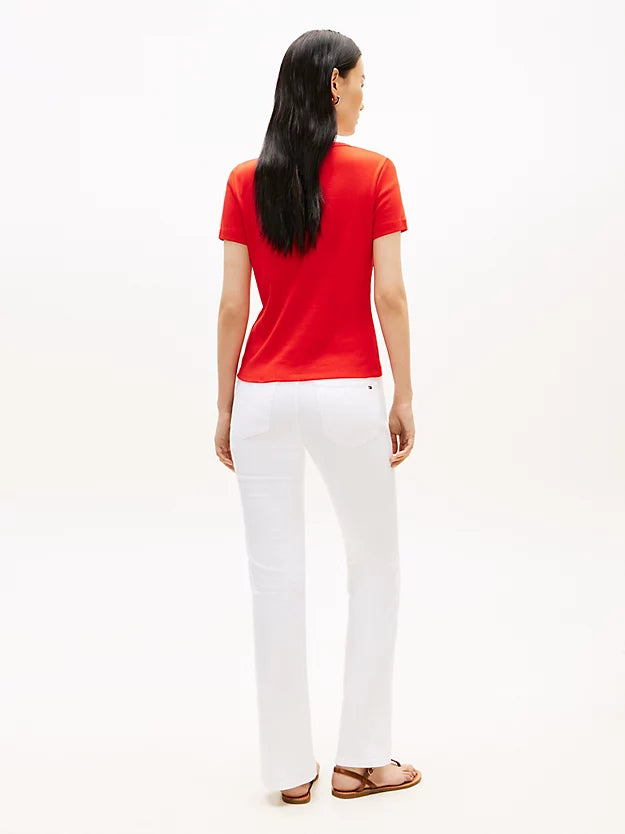 Gold-Tone Button Slim Boat Neck T-Shirt