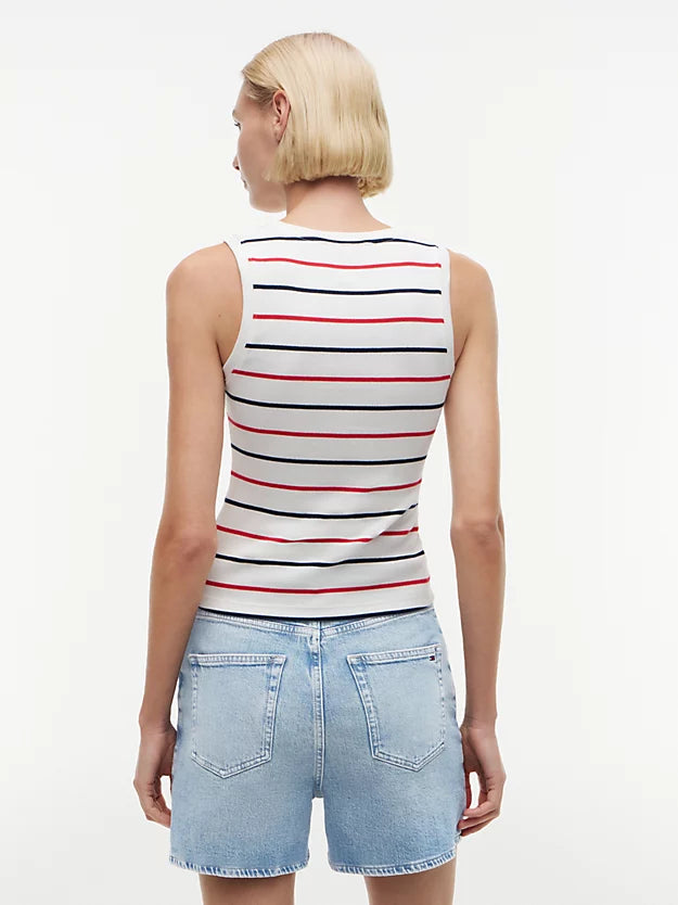 Ribbed Scoop Neck Slim Tank Top