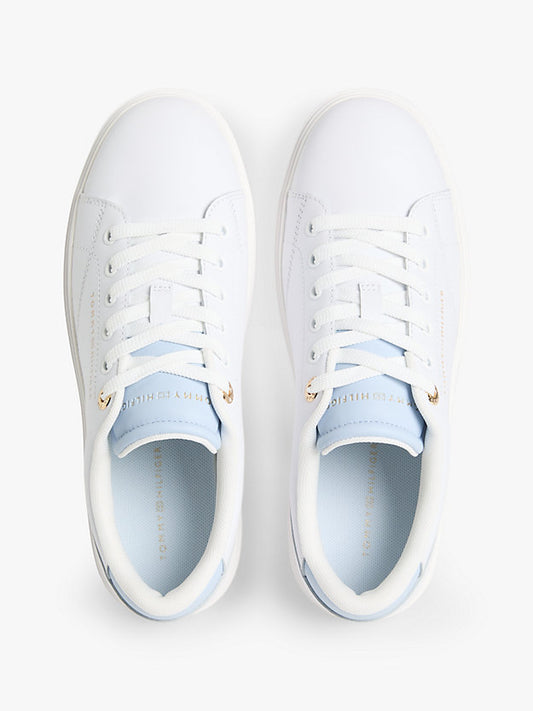 Leather Metallic Logo Cupsole Trainers