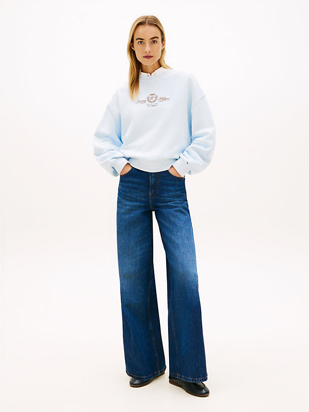 Crest Embroidery Relaxed Terry Sweatshirt