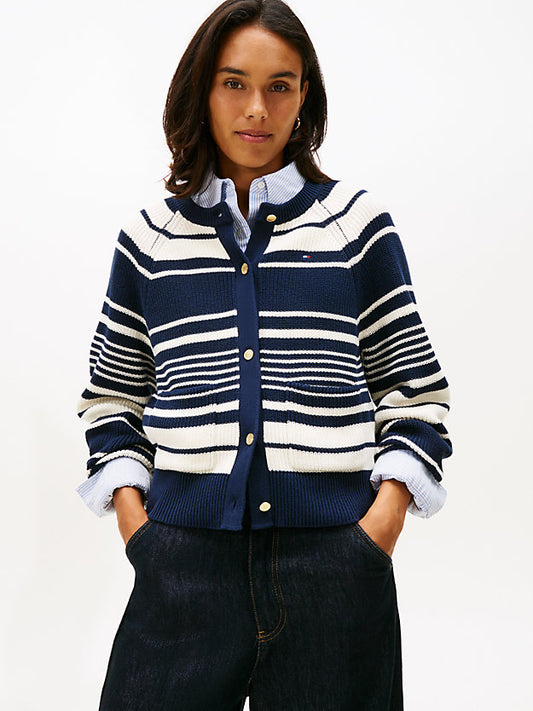 Gold-Tone Button Relaxed Cardigan