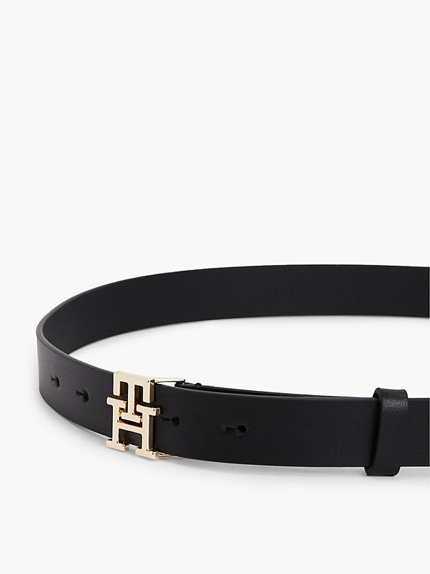 Monogram Plaque Buckle Leather Belt