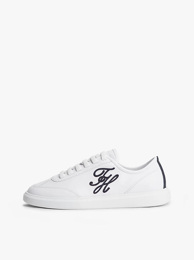Logo Lightweight Leather Court Trainers