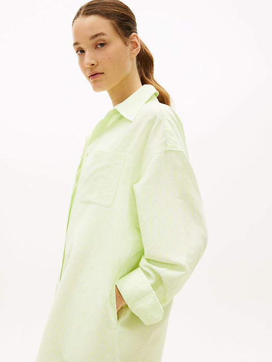 Oversized Linen Blend Mini Shirt Dress