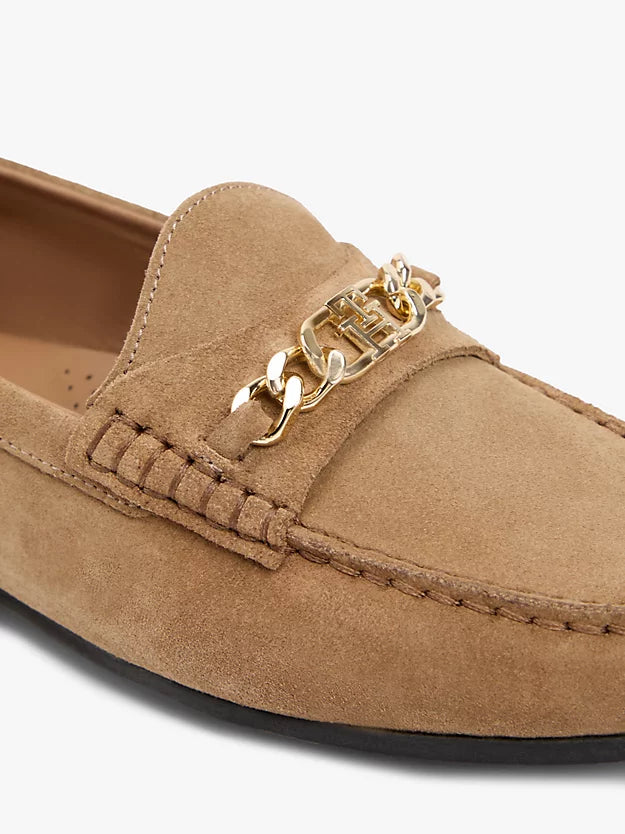Suede Chain Penny Loafers