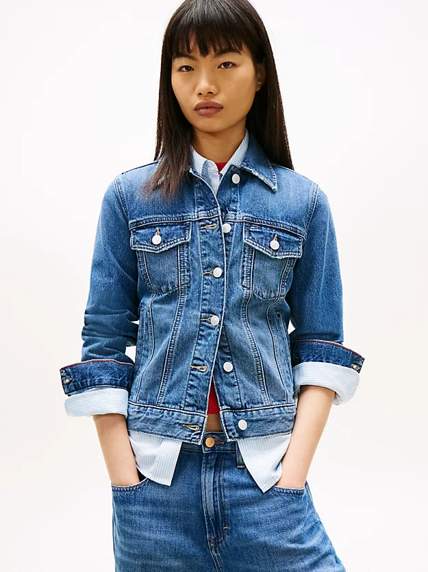 Relaxed Distressed Denim Trucker Jacket
