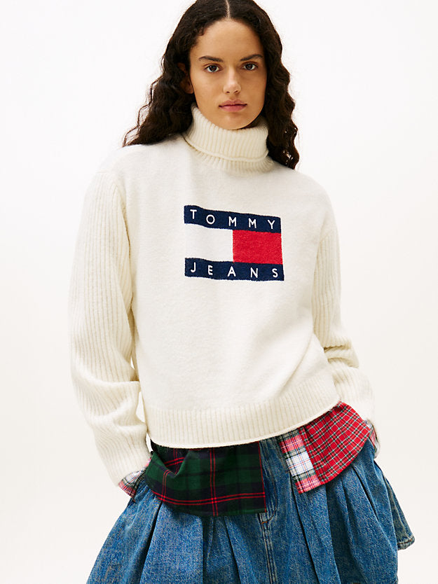 Flag Intarsia Relaxed Turtleneck Jumper