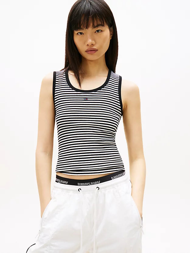 Ribbed Scoop Neck Slim Tank Top