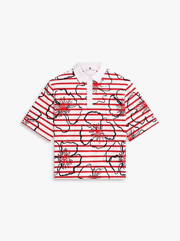 Relaxed Fit Floral Print Polo Shirt