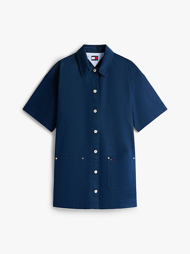 Patch Pocket Mini Loose Shirt Dress