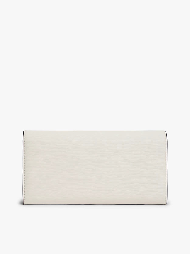 Metallic Logo Textured Flap Wallet