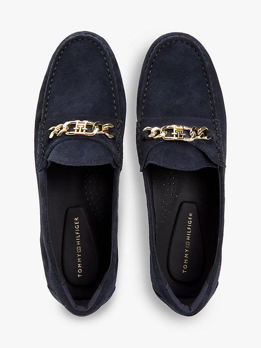 Suede Chain Penny Loafers