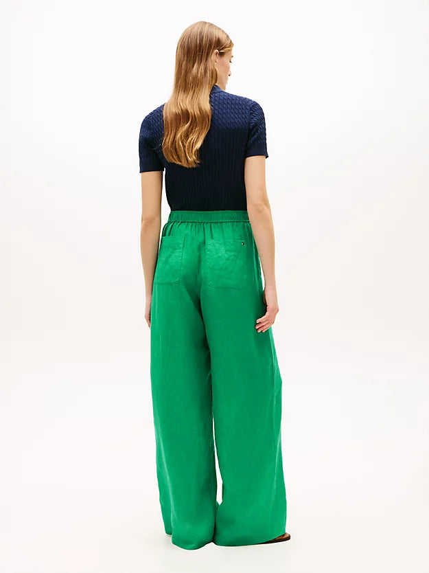 Relaxed Wide Leg Pure Linen Trousers