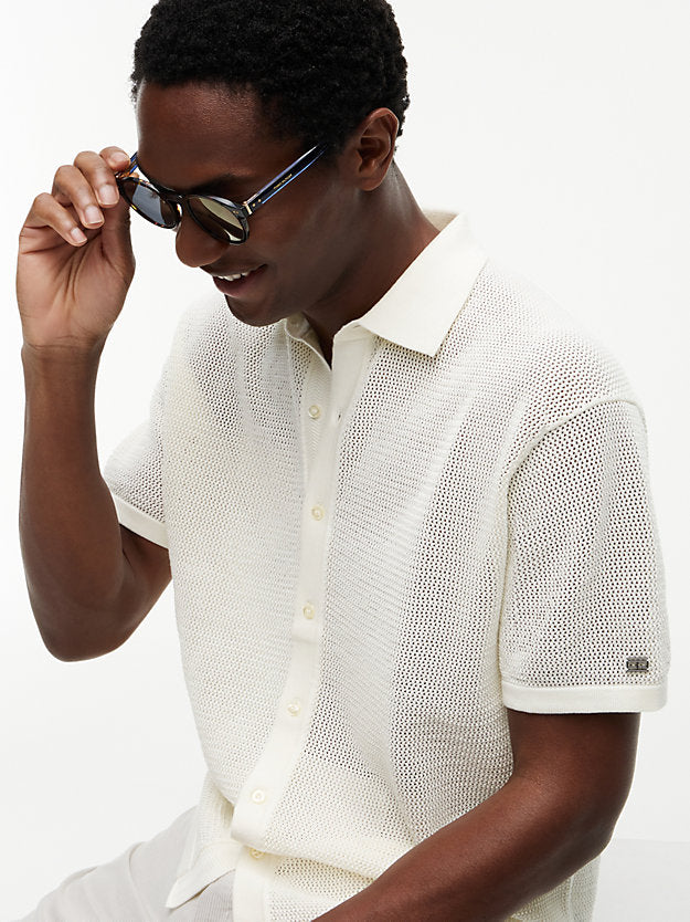 New York Label Relaxed Fit Waffle Knit Shirt