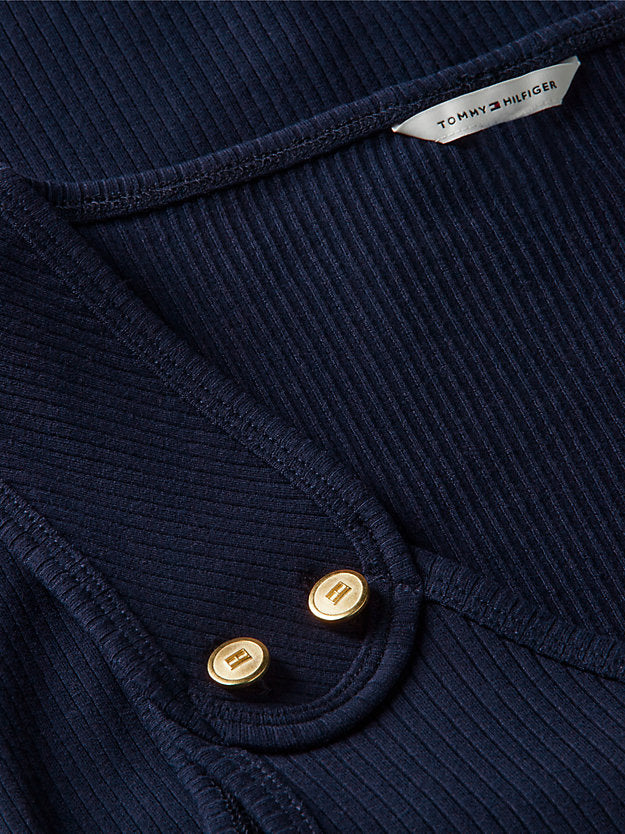Gold-Tone Button Ribbed Tank Top