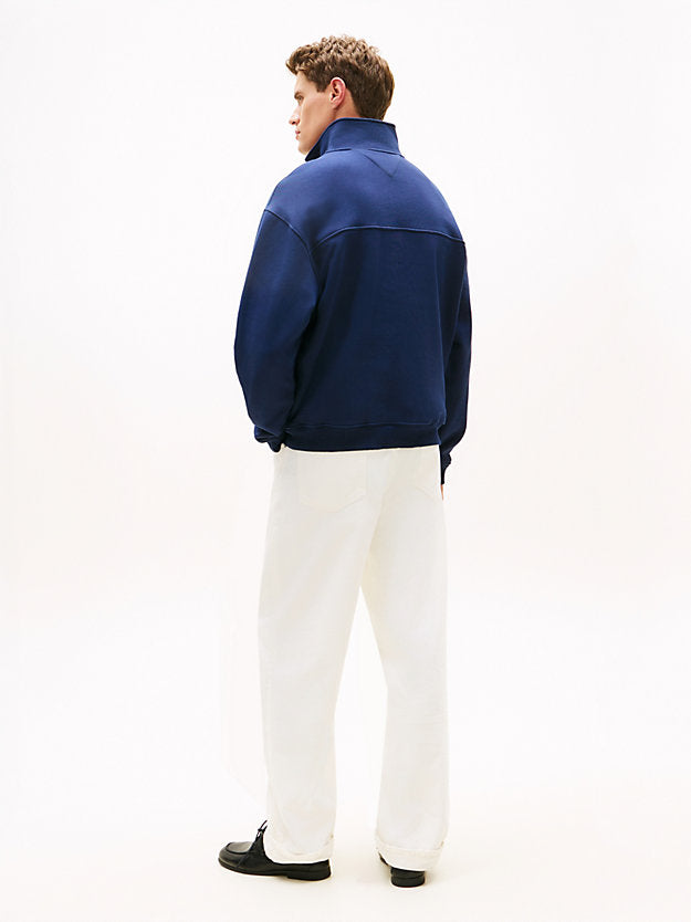 Colour-Blocked Collar Terry Quarter-Zip Jumper