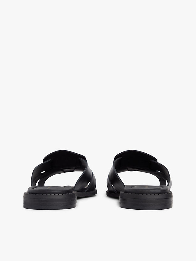 Leather Crest Square Toe Sandals