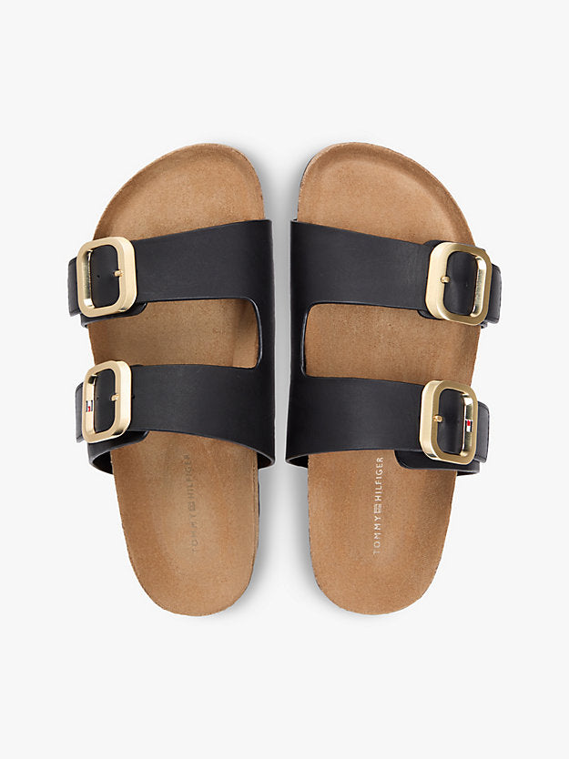 Leather Double Strap Cork Sandals