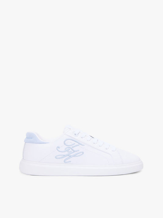 Leather Logo Embroidery Court Trainers