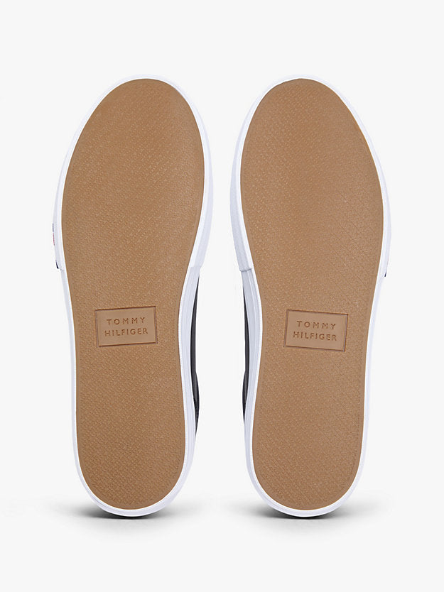 Contrast Midsole Debossed Leather Trainers